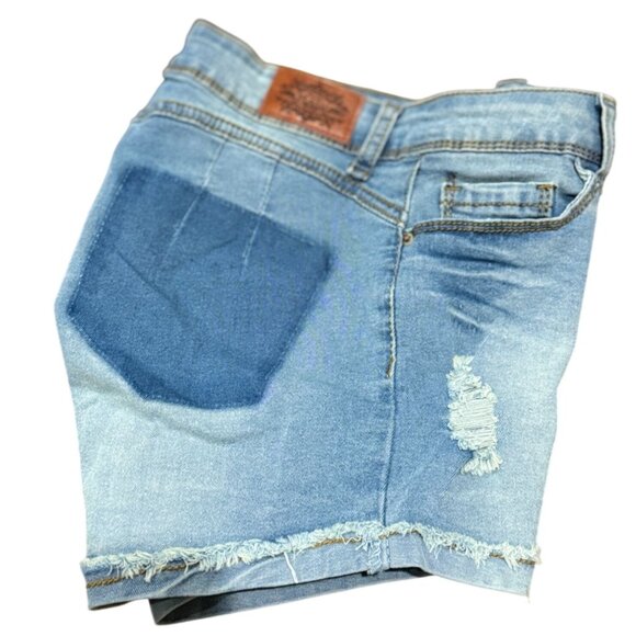 NEW RAW Size 5 Distressed Light Blue Denim Jean Shorts Vintage Charm Artful Rips - Picture 1 of 8